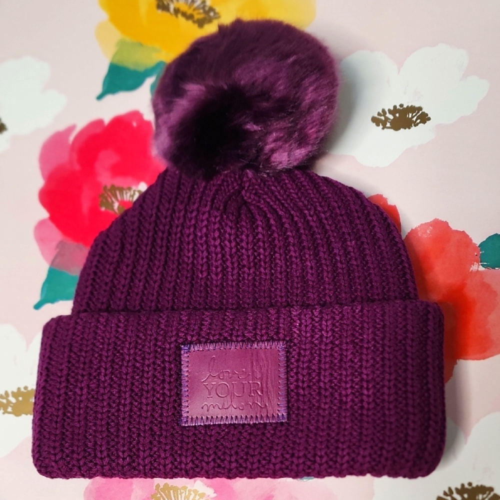 Love Your Melon Mulberry Beanie With Pom Pom